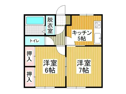 弐拾弐番館(2DK/1階)の間取り写真