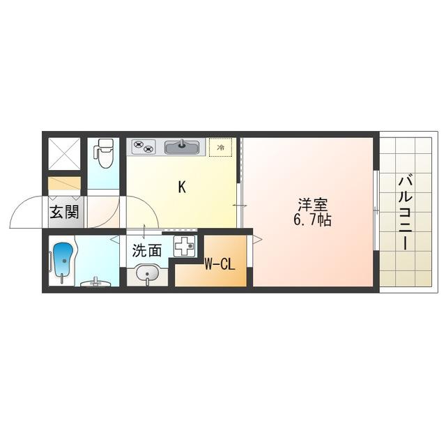 S-FORT福島ラ・ルーナ(1K/8階)の間取り写真
