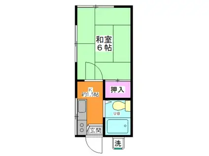 ハイツ浜田(1K/1階)の間取り写真