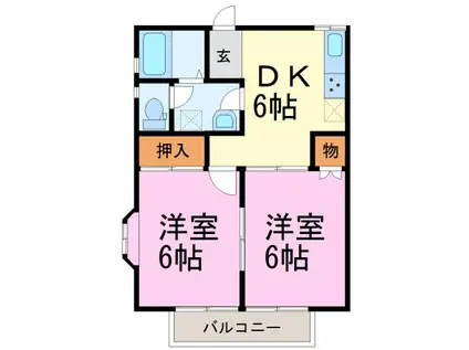 ハイツ塙(2DK/2階)の間取り写真