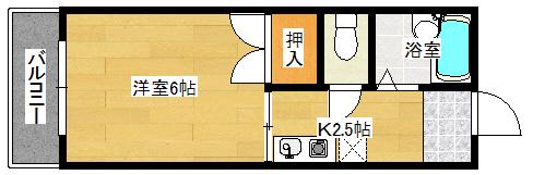 メゾン温品(1K/2階)の間取り写真
