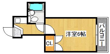 SKハイツ平野(1K/6階)の間取り写真
