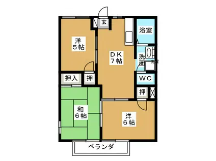 コーポHASEGAWA(3DK/2階)の間取り写真
