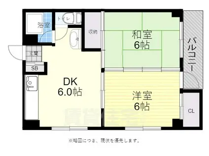 新洋社ビル(2DK/6階)の間取り写真