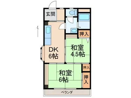 第2ロイヤルハイツ吉田(2DK/3階)の間取り写真