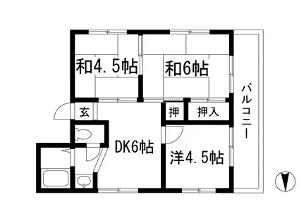 瀬川ハイツ(3DK/2階)の間取り写真