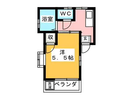 アパートメントノダメ(1K/2階)の間取り写真