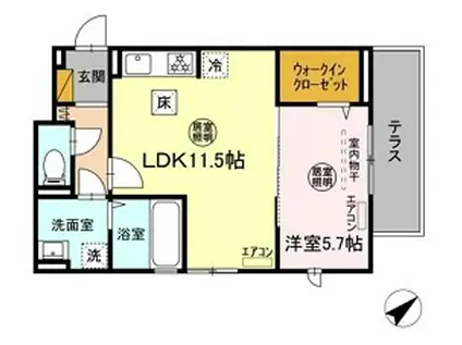 D-ROOM IGODAI(1LDK/1階)の間取り写真