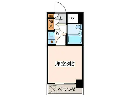 早川ビル(1K/6階)の間取り写真
