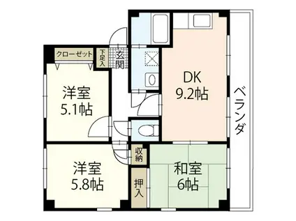 ラ・プラージュ屋代(3DK/2階)の間取り写真