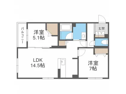 8 3W2(2LDK/4階)の間取り写真
