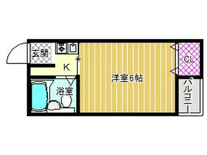 JPアパートメント藤井寺(1K/3階)の間取り写真