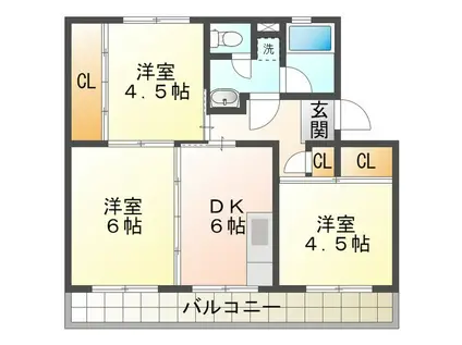 ビレッジハウス笹川114号棟(3DK/2階)の間取り写真