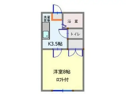 ホワイトキャッスル富田(1K/2階)の間取り写真