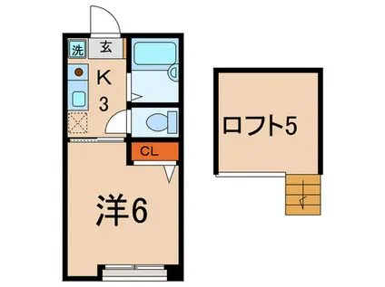 チェレステ二子(1K/2階)の間取り写真