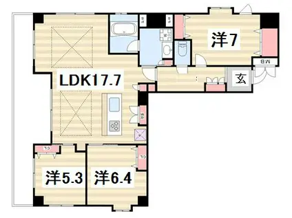 プリオーレ京都三条高倉(3LDK/2階)の間取り写真