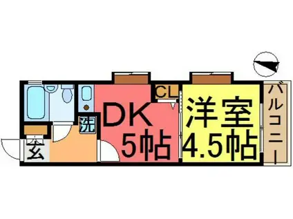 ライオンズマンション西新小岩(1DK/1階)の間取り写真
