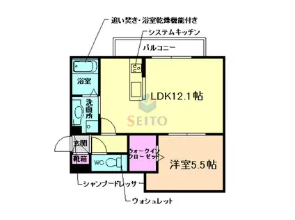 アグレイド北桜塚(1LDK/2階)の間取り写真