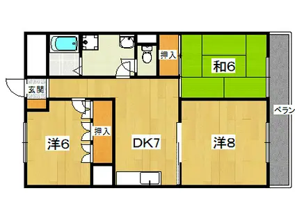 山喜マンション(3DK/4階)の間取り写真