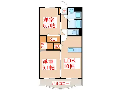 ル・ソレイユ妙円寺(2LDK/3階)の間取り写真