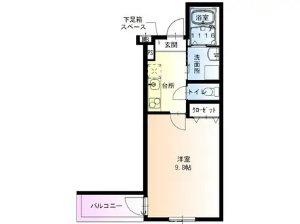 フジパレス高井田西III番館(1K/2階)の間取り写真