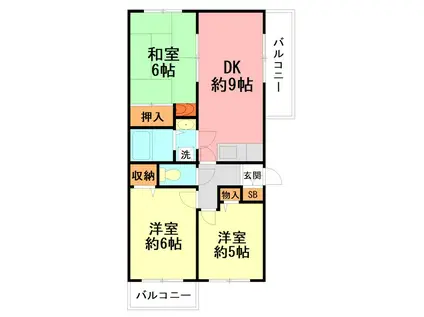 アービスFW(3DK/2階)の間取り写真