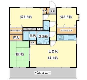 グランベール蒲田(3LDK/3階)の間取り写真