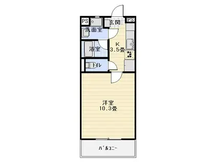 ウィステリア(1K/3階)の間取り写真