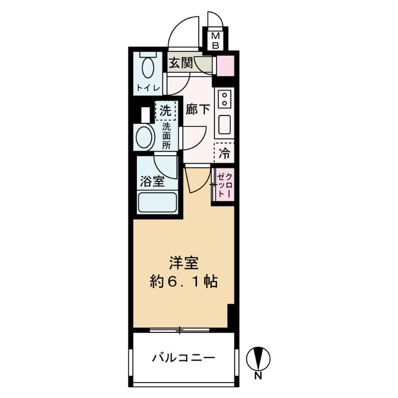 アスヴェル東本町II(1K/8階)の間取り写真