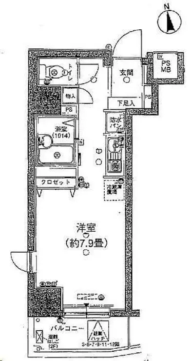 エスコート麻布十番 12階階 間取り