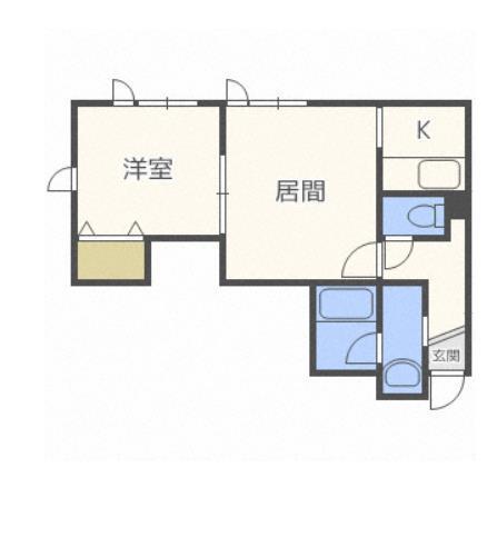 パームハイツ(1LDK/3階)の間取り写真