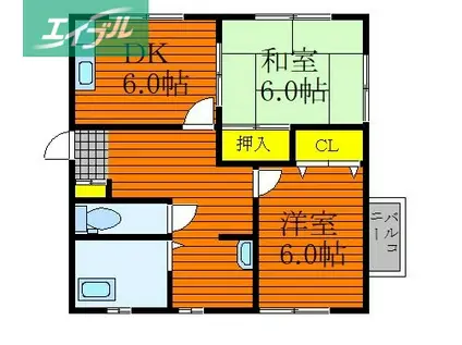 ステーブルヘイセイザン(2DK/2階)の間取り写真