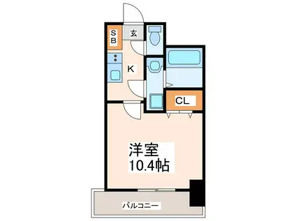 クロノス48練兵町(1K/4階)の間取り写真