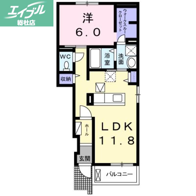 フォンターナ(1LDK/1階)の間取り写真