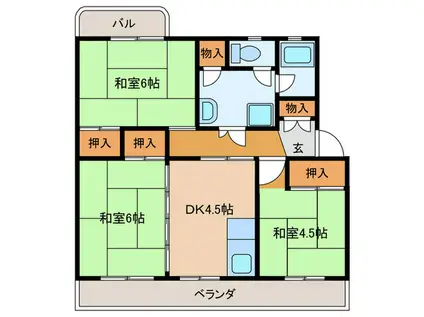 岩成台西団地513号棟(3DK/5階)の間取り写真
