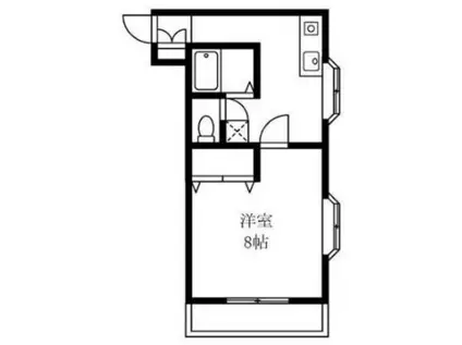 YMO弦巻(1K/3階)の間取り写真