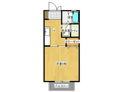 KSアパートII(1K/1階)の間取り写真