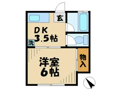 市川ハイツ(1K/1階)の間取り写真