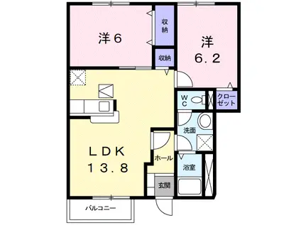 エスポワールII(2LDK/1階)の間取り写真