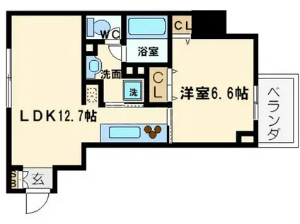 RIDGE北堀江(1LDK/10階)の間取り写真