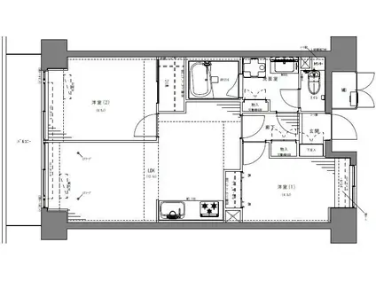 レジディア芝浦(2LDK/6階)の間取り写真