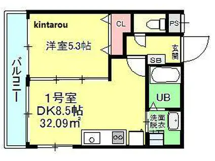 NAMEKI MANSION(1DK/2階)の間取り写真