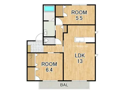 リバーサイドB棟(2LDK/1階)の間取り写真