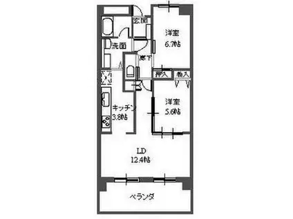 三向ハイツ元今泉(2LDK/11階)の間取り写真