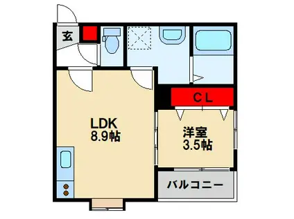 RIVA鳥栖本町(1LDK/3階)の間取り写真