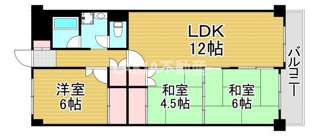 鴫野コーポ1号棟(3LDK/9階)の間取り写真