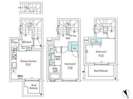 AGRATIO TERRACE 恵比寿(2DK/2階)の間取り写真