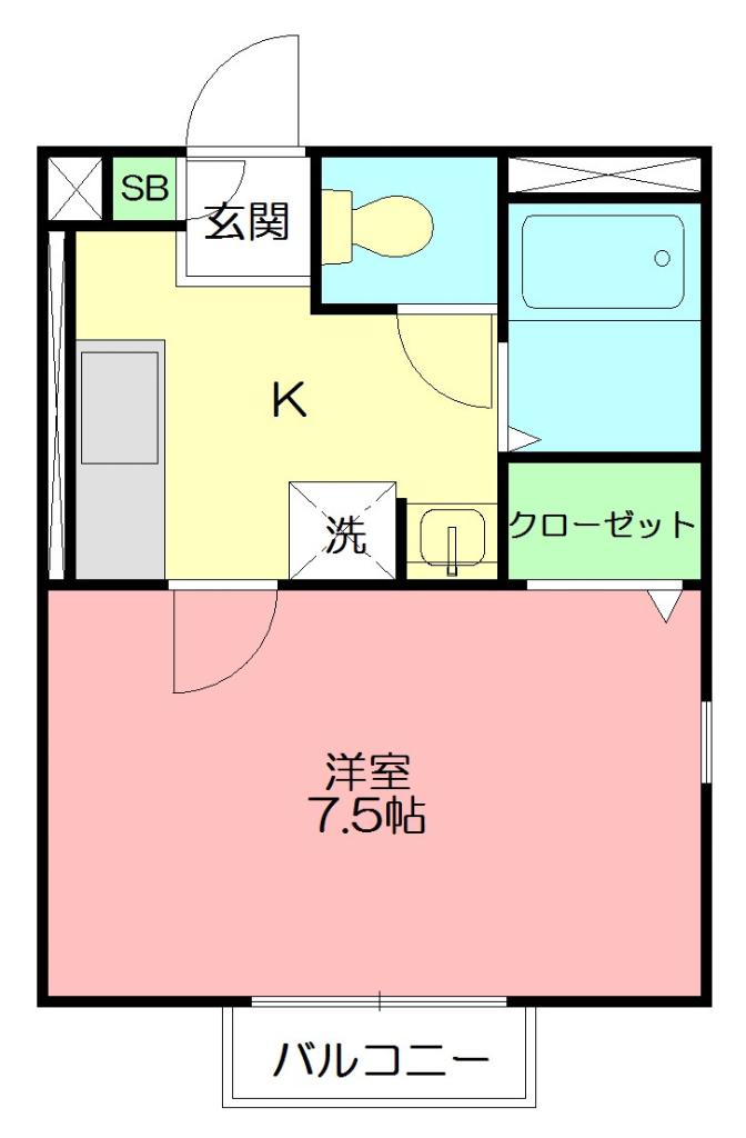 サニーハイツ相田(1K/1階)の間取り写真