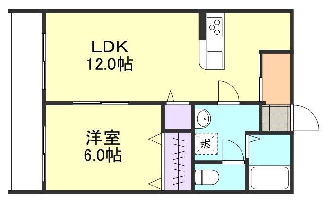 ホワイトマンション吉岡C棟(1LDK/1階)の間取り写真
