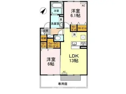 アトレ木徳 A棟(2LDK/1階)の間取り写真